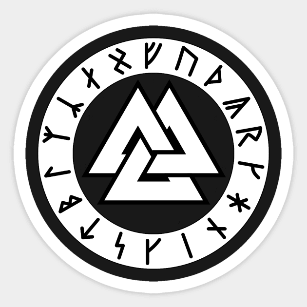 Viking Valknut with Runes Sticker by AgemaApparel